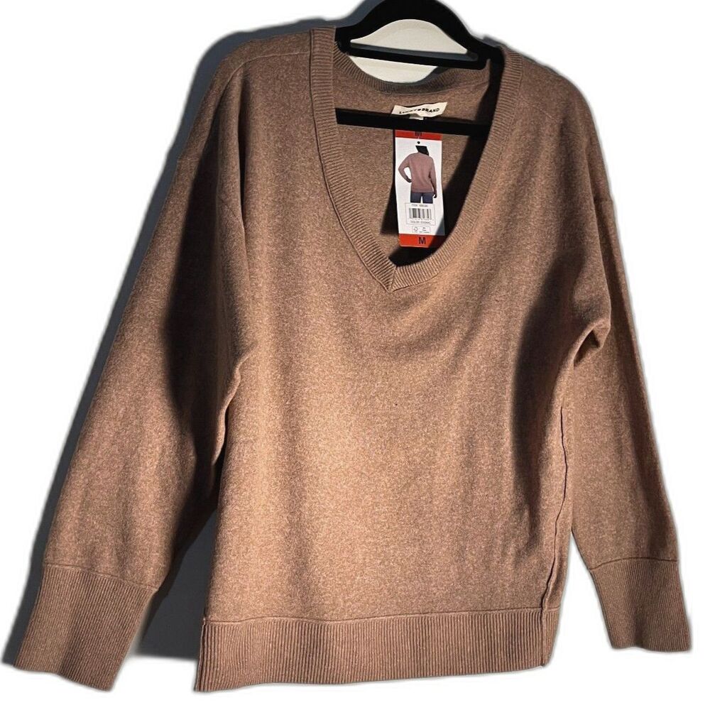 Lucky Brand Cloud Soft Peachy Brown V-Neck Sweater SZ M NEW